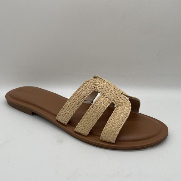 The Drop Monika Slides Shoes Womens Size 13 Raffia Woven Strappy Sandals Boho - Picture 2 of 8